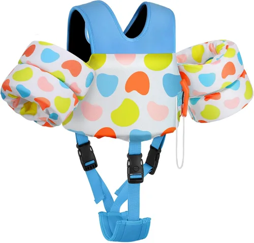 Miniatura 19 de MoKo - Chaleco de natación para niños pequeños de 6.8 a 25.4 kg, con alas de natación para charco, con correa para la entrepierna, alas de natación