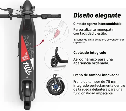 Miniatura 6 de NIU Electric Scooter for Adult - KQi 1PRO 100 200 Series E Scooter w/Suspension, 500-700W Peak Power, 14-33 Max Miles, Top 15-20 MPH, Portable Gris