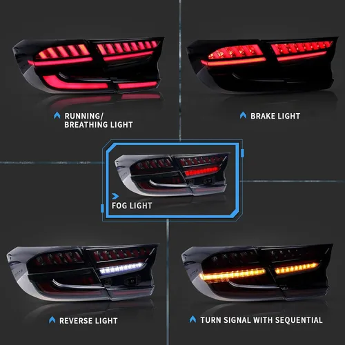 Miniatura 2 de VLAND Luces traseras LED compatibles con Honda Accord de 10ª generación 2018-2022 con escaneo dinámico de animación respiratoria DRL, con Humo