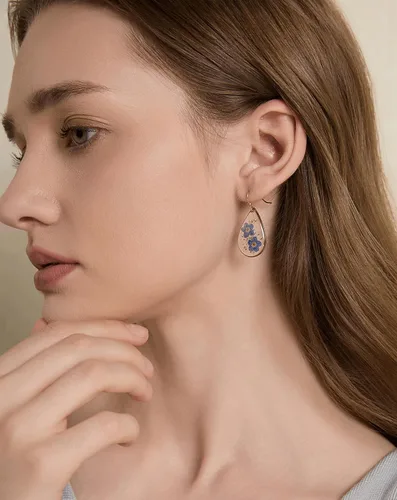 Miniatura 72 de Forget-Me-Not and Queen Anne's Lace Pressed Wildflower Earrings Pressed Flower Earrings Handmade Drop and Dangle Earrings Gift for Woman