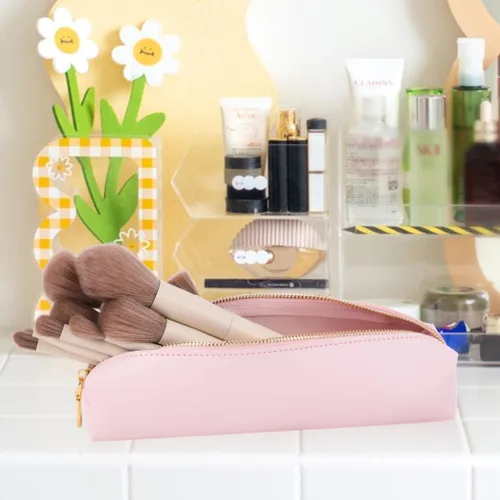 Miniatura 8 de Oyachic Estuche para lápices de piel sintética, bolsa de maquillaje cosmética, bolsa pequeña para bolígrafos, caja de almacenamiento con cremallera