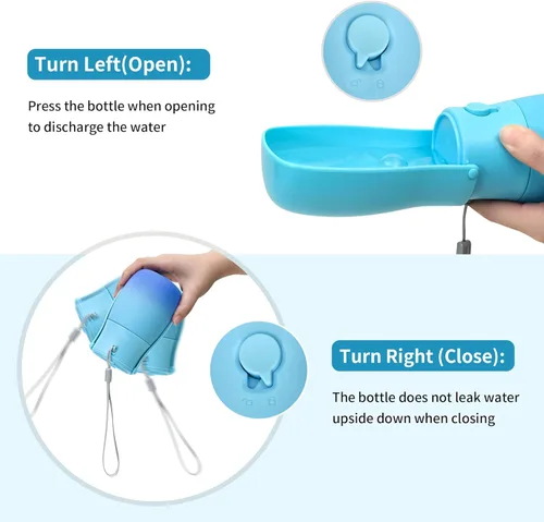 Miniatura 3 de Botella de agua para perros, cuenco de agua de viaje para cachorros, dispensador de agua portátil a prueba de fugas para cachorros, botella de agua
