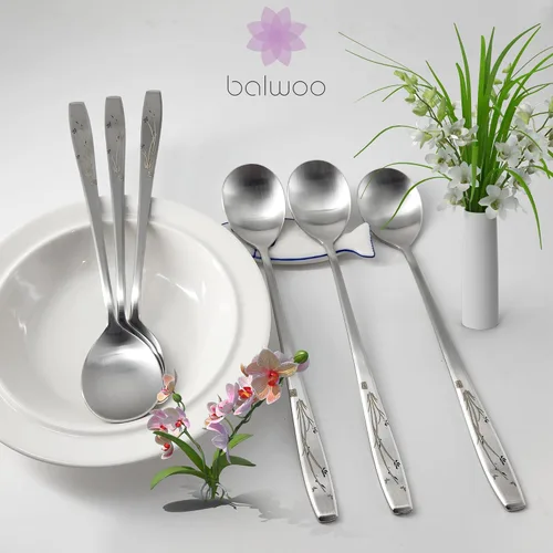 Miniatura 4 de [6 P] [Hecho en Corea] Cuchara de sopa estilo coreano de 8.5 pulgadas Premium 304 (18/10) Cucharas de postre de acero inoxidable Cuchara de cena