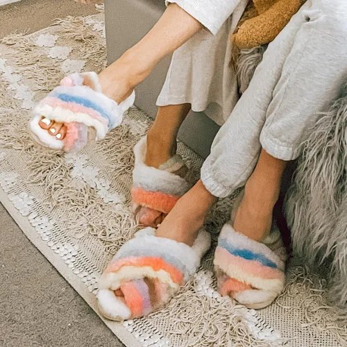 Miniatura 2 de EMU Australia Mayberry Rainbow - Pantuflas de piel de oveja para mujer, Arco iris