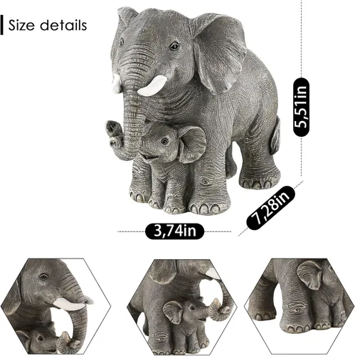 Miniatura 7 de Estatua de elefante – Decoración de elefante – Regalos para mamá – Regalos de elefante para mujer – Decoración del hogar, estantería de oficina