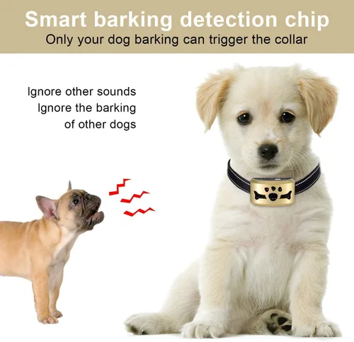 Miniatura 6 de Collar antiladridos para perro, 7 niveles ajustables de sensibilidad e intensidad, doble modo antiladridos recargable, impermeable, reflectante, sin