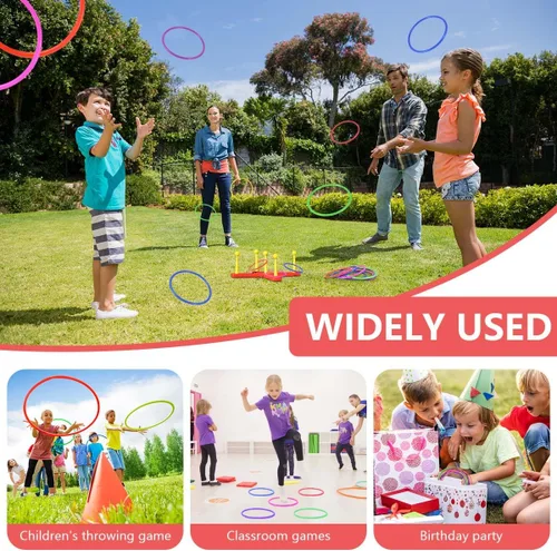Miniatura 6 de OBTANIM Juego de lanzamiento de anillos de plástico de 12 piezas para niños y anillos de lanzamiento al aire libre para juego de práctica