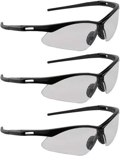 J. J. Keller & Associates, Inc. SAFEGEAR - Gafas de seguridad transparentes, paquete de 3, resistentes a los arañazos, marco negro