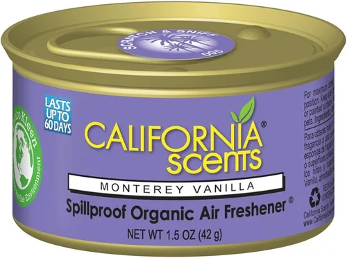 Miniatura 5 de California Scents Ambientador de lata a prueba de derrames, neutralizador de olores ecológico para el hogar, automóvil y mucho más, Newport New Car
