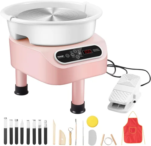 Miniatura 14 de VEVOR Rueda de Alfarería de 11 pulgadas para Adultos Principiantes, Máquina Formadora de Rueda Cerámica de 450W con Pantalla Táctil LCD, Mango