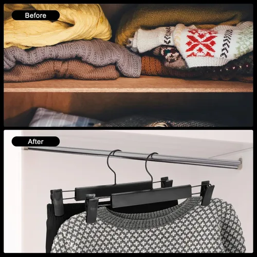 Miniatura 6 de Paquete de 30 perchas para pantalones con clips antideslizantes ajustables, gancho para colgar pantalones, faldas, jeans, perchas de ropa