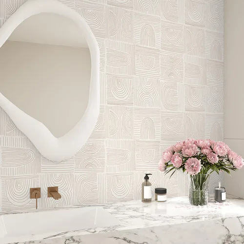 Miniatura 3 de VEELIKE Papel tapiz geométrico retro para despegar y pegar, papel tapiz geométrico bohemio para baño, dormitorio, 17.7 x 118 pulgadas, papel tapiz