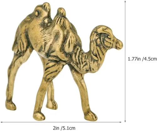 Miniatura 3 de Garneck Decoración de mesa de camello de latón Escultura de camello de cobre, figura de camello de latón, escultura de animales de latón, riqueza