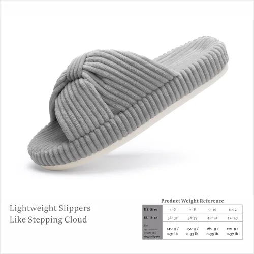 Miniatura 3 de Chantomoo Pantuflas para mujer, de espuma viscoelástica, para el dormitorio, con lazo de pana, con bandas cruzadas, cómodas, modernas, para regalo