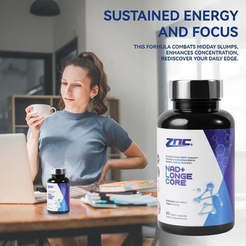 Miniatura 4 de ZNC® Suplemento NAD+ 10 en 1 con NAD liposomal y urolitina A para energía y reparación celular - 60 cápsulas veganas
