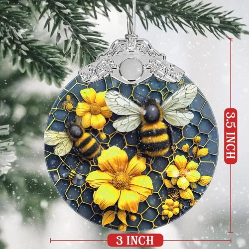 Miniatura 2 de Decoración navideña de abejas, adornos para árbol de vitrales, regalo de Navidad para amigos, familiares, compañeros de trabajo