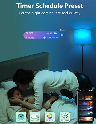 Miniatura 7 de YHW Lámpara de pie para sala de estar compatible con Alexa y Google, pantalla de lino blanco LED lámpara de pie alta y brillante lámpara de pie Beige