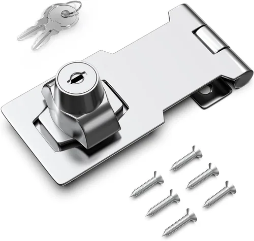 Miniatura 11 de Cerradura de cerrojo con llave de 2.5 pulgadas para armarios y puertas pequeñas, diseño de perilla giratoria, aleación de zinc resistente con hierro