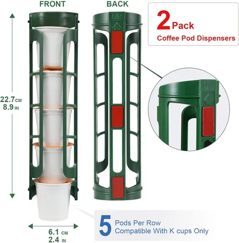 Miniatura 2 de STORAGENIE Soporte para cápsulas de café Keurig, montaje en pared lateral, almacenamiento de tazas K, perfecto para mostradores pequeños