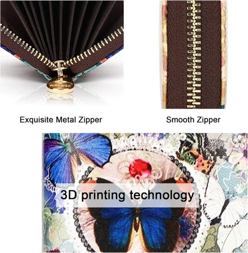 Miniatura 4 de APHISON - Tarjetero con protección RFID, carteras , funda para tarjetas de cuero con cremallera para mujerniñacaja regalo