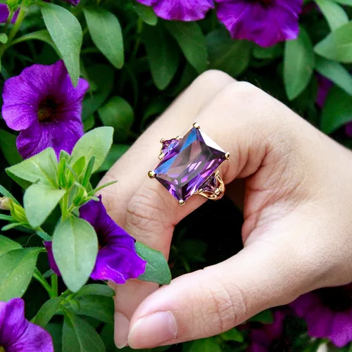 Miniatura 4 de Lavencious Anillos elásticos grandes y brillantes con circonitas cúbicas para mujer, talla 7-9
