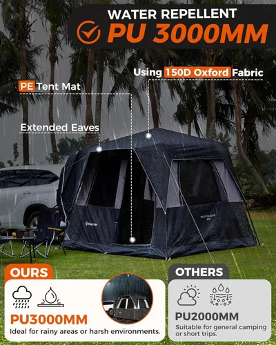 Miniatura 5 de KingCamp SUV Tent, Instant 6-8 Person Waterproof & Windproof Tailgate Car Camping Tent with Movie Screen for Family Camping & Outdoor Adventures