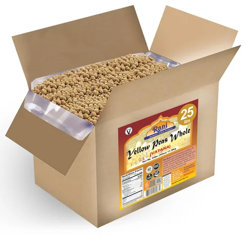 Rani - Guisantes amarillos enteros, secos (Vatana, Matar) 400 onzas (25 libras) 11,36 kg Caja a granel ~ Todo natural | Vegano | Apto para gluten |