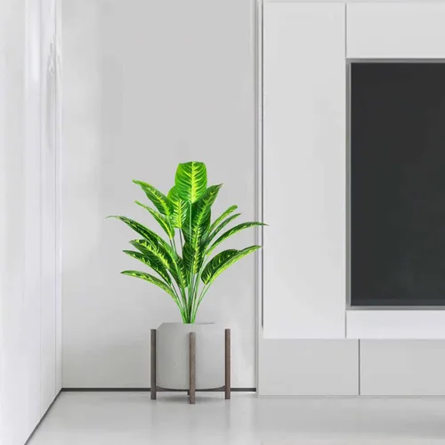 Miniatura 5 de Plantas artificiales, árbol de plátano falso con hojas verdes en maceta de plástico, 31.5 in, Strelitzia sintética, plantas tropicales, decoración