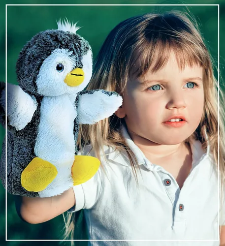 Miniatura 7 de DolliBu - Marioneta de peluche de pingüino para niños, juguete de marionetas de mano suave para juegos de espectáculos de marionetas, teatros