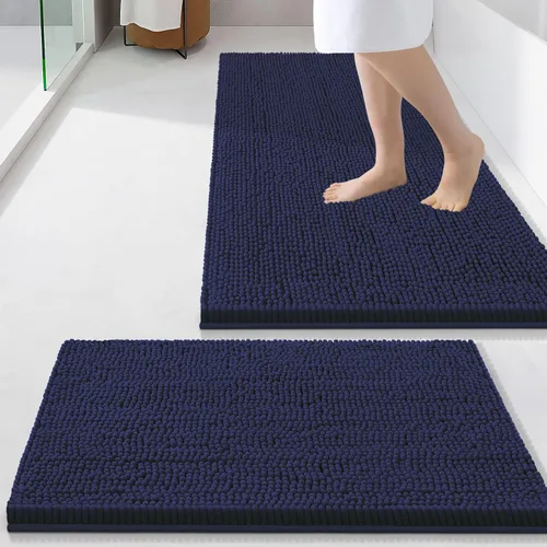 Miniatura 134 de Smiry Juego de 2 alfombras de baño, felpilla suave y absorbente, lavable a máquina, antideslizantes, para bañera, ducha y suelo