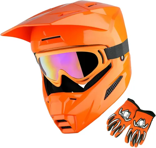 Miniatura 13 de 1Storm Casco de motocross juvenil ATV BMX Dirt Bike Go Kart Skate para niños, multideportes, adolescente, blanco brillante + gafas + guantes Paquete