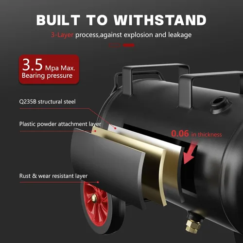 Miniatura 11 de Compresor de aire ultra silencioso de 8 galones, 1.5HP 4.52 CFM, tanque de compresor de aire sin aceite máximo de 115 PSI, 110V/60Hz, compresor