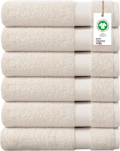 Miniatura 59 de Toallas 100% algodón orgánico de 22.93 oz/m² de felpa al tacto de secado rápido, paquete de 12 toallas de lavado de algodón orgánico, certificado