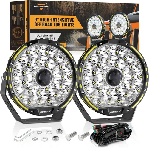 Miniatura 10 de Auxbeam Serie RAY-L - Barra de luz LED redonda de 7 pulgadas para todo terreno con haz puntual blanco/ámbar DRL de 240 W, luces todoterreno para 4x4