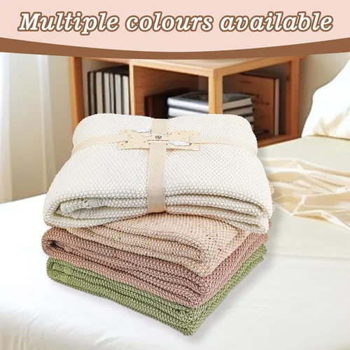 Miniatura 5 de YOYI YOYI Manta de punto para bebé, mantas de algodón orgánico para bebé, mantas de punto trenzado neutro suaves para niñas y niños, color verde, 40