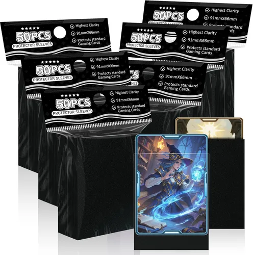 Fundas negras para cartas compatibles con MTG, paquete de 300, fundas estándar perfectas para cartas coleccionables, cartas deportivas, cartas de