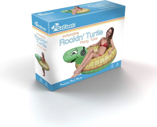Miniatura 8 de GoFloats Rockin Turtle - Balsa inflable para fiesta - Divertido flotador de piscina para adultos y niños