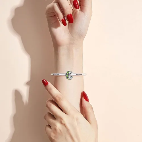 Miniatura 3 de KunBead Dijes de cuentas de plata con corazón de piedra natal para cumpleaños pulseras y collares para mujer Cristal