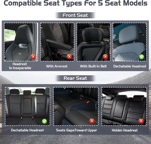 Miniatura 8 de Fundas de Asiento de Coche para Nissan Murano 2003-2026, Funda de Asiento Completa de Piel Nappa Impermeable, Protector de Asiento Automotriz