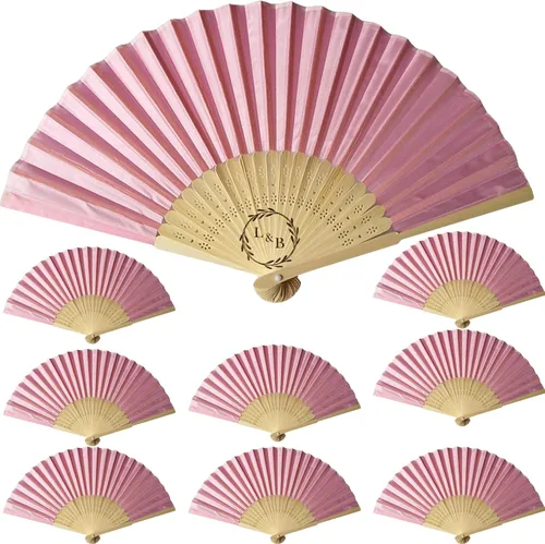 Miniatura 15 de Abanicos de seda personalizados a granel, ventiladores plegables personalizados para bodas, fiestas de dama de honor, suministros de fiesta