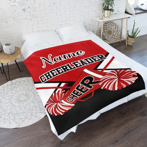 Miniatura 2 de Manta de animadora roja personalizada con nombre, manta de forro polar suave para niñas y niños, recién nacidos, regalo de cumpleaños, 40 x 50