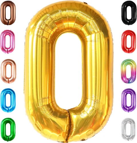 Miniatura 158 de Globo gigante plateado del número 0 de 40 pulgadas – Globo Mylar del número 0 Globo plateado 0 para decoraciones de fiesta Globo plateado