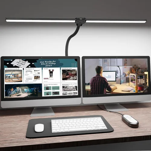 Miniatura 10 de ShineTech Lámpara LED de escritorio para oficina en casa, luz de abrazadera ultra brillante con cuello de cisne flexible, 25 modos de iluminación