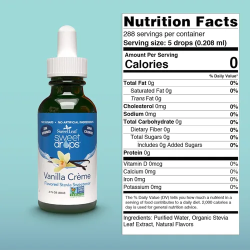 Miniatura 2 de SweetLeaf Sweet Drops - Edulcorante líquido de vainilla con sabor a Stevia Drops, extracto orgánico de hoja de stevia, cero calorías, sin eritritol