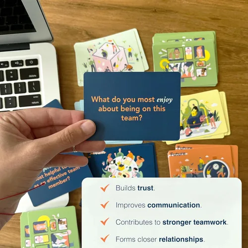 Miniatura 2 de FLUYTCO Building Blocks: juego de cartas de formación de equipos para el trabajo - 150 iniciadores de conversación y rompehielos para conocer a tus
