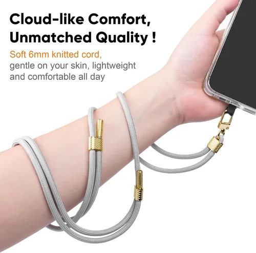 Miniatura 5 de Cordón universal cruzado para teléfono celular, cordón ajustable antirrobo para el cuello para iPhone 17 Pro Max, 2 parches de teléfono, Rosa