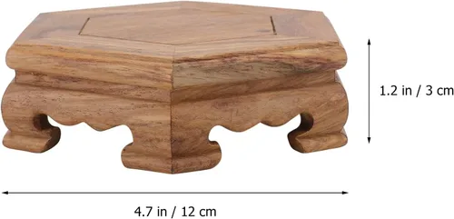 Miniatura 5 de DECHOUS Soporte de exhibición de taburete de madera, soporte hexagonal para plantas de madera, pequeño soporte rústico para flores, pedestal