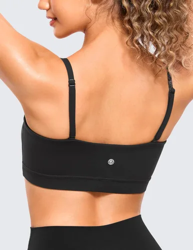 Miniatura 2 de CRZ YOGA Butterluxe - Brasier deportivo ajustable con tirantes delgados para mujer, con relleno, sin varillas, cuello cuadrado, para entrenamiento