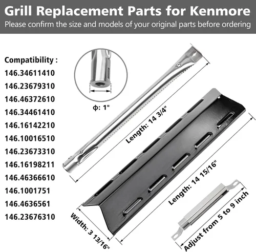 Miniatura 2 de Piezas de parrilla para Kenmore 146.34611410 146.05349710 146.46372610 146.16142210 146.34461410 146.10016510 146.16197210 57.5 in 16198211, kit