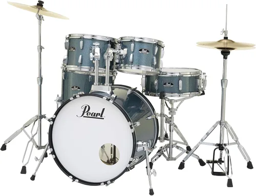 Miniatura 4 de Pearl Roadshow - Juego de batería de 5 piezas con platillos y soportes, purpurina azul aguamarina (RS505C/C703)